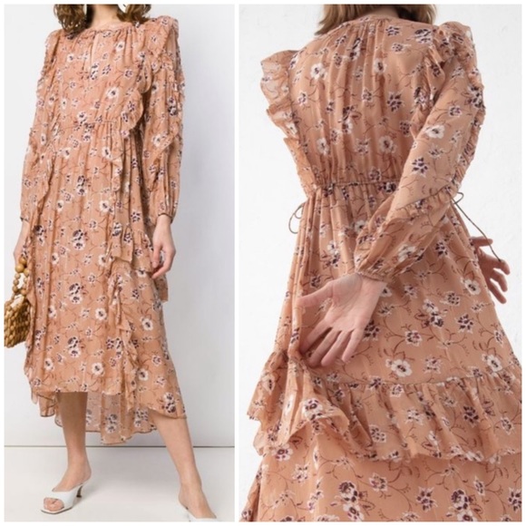 Ulla Johnson Dresses Ulla Johnson Ellette Silk Floral Ruffled